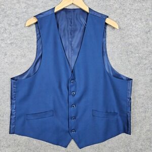 Cosani Men's Blue Waistcoat Size 44S Polyester Rayon V-Neck Button‎ Front SNAG